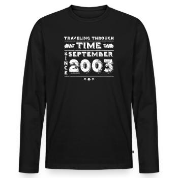 Vintage Zeitreise Geburtstags Design September 200 - Männer Premium Bio Langarmshirt - Schwarz - Vorne - Nico (187cm)