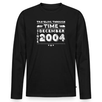 Vintage Time Travel anniversaire Design décembre 2004 - T-shirt manches longues Premium bio Homme - noir - Devant - Nico (187cm)