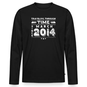 Vintage Time Travel anniversaire Design mars 2014 - T-shirt manches longues Premium bio Homme - noir - Devant - Nico (187cm)