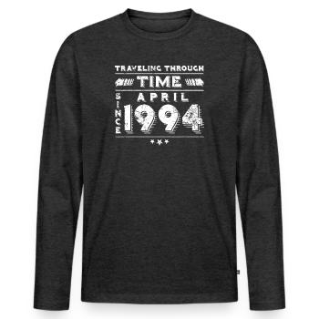 Vintage Time Travel Birthday Design April 1994 - Men's Premium Organic Long Sleeve Shirt - heather anthracite - Front - Nico (187cm)