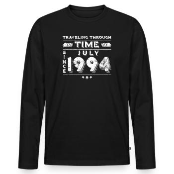 Vintage Time Travel anniversaire Design juillet 1994 - T-shirt manches longues Premium bio Homme - noir - Devant - Nico (187cm)