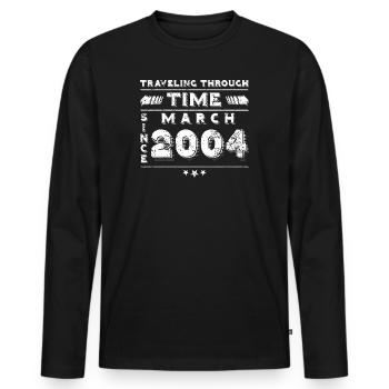 Vintage Time Travel anniversaire Design mars 2004 - T-shirt manches longues Premium bio Homme - noir - Devant - Nico (187cm)