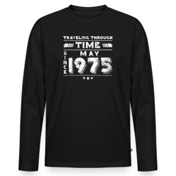 Conception d'anniversaire de voyage dans le temps vintage mai 1975 - T-shirt manches longues Premium bio Homme - noir - Devant - Nico (187cm)