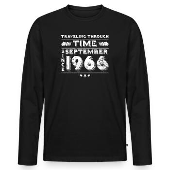 Vintage Time Travel Birthday Design September 196 - Men's Premium Organic Long Sleeve Shirt - black - Front - Nico (187cm)