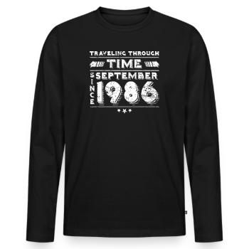 Vintage Zeitreise Geburtstags Design September 198 - Männer Premium Bio Langarmshirt - Schwarz - Vorne - Nico (187cm)
