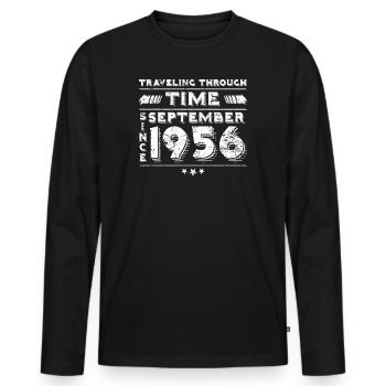 Vintage Zeitreise Geburtstags Design September 195 - Männer Premium Bio Langarmshirt - Schwarz - Vorne - Nico (187cm)
