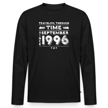 Vintage Zeitreise Geburtstags Design September 199 - Männer Premium Bio Langarmshirt - Schwarz - Vorne - Nico (187cm)