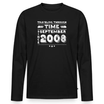 Vintage Zeitreise Geburtstags Design September 200 - Männer Premium Bio Langarmshirt - Schwarz - Vorne - Nico (187cm)