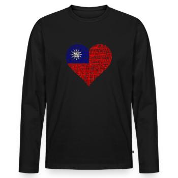 Taiwan - Männer Premium Bio Langarmshirt - Schwarz - Vorne - Nico (187cm)