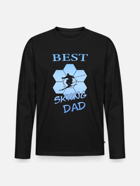 best skiing dad - Männer Premium Bio Langarmshirt - Schwarz