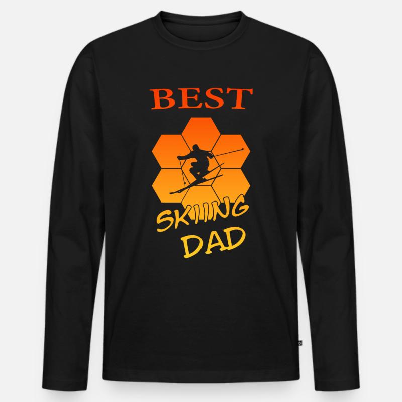 best skiing dad - Männer Premium Bio Langarmshirt - Schwarz