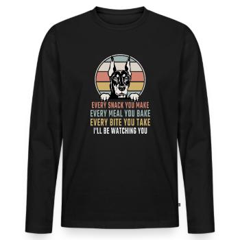 Dobermann Every Snack you make - Männer Premium Bio Langarmshirt - Schwarz - Vorne - Nico (187cm)