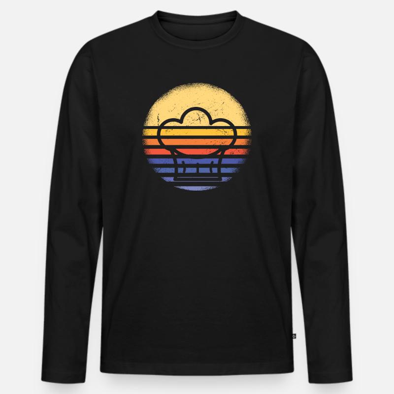 Cook Retro Sunset Cooking - Männer Premium Bio Langarmshirt - Schwarz