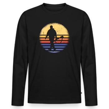 Hunter Retro Sunset Hunting - Men's Premium Organic Long Sleeve Shirt - black - Front - Nico (187cm)
