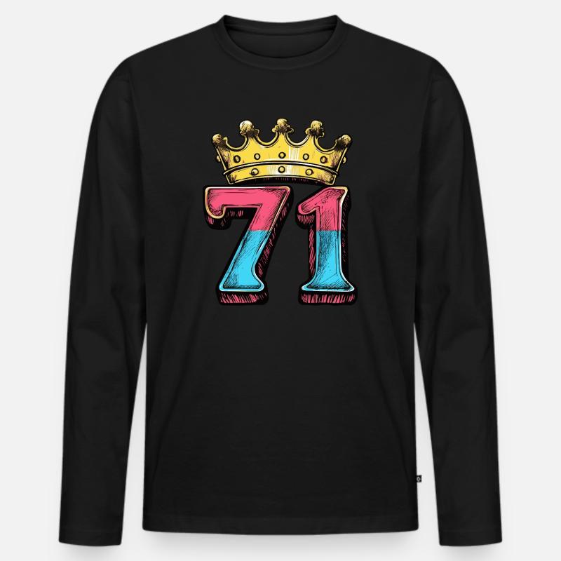 71 Zahl Krone - Männer Premium Bio Langarmshirt - Schwarz
