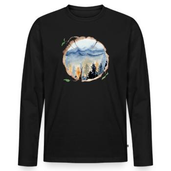 Wald Natur Naturliebhaber - Männer Premium Bio Langarmshirt - Schwarz - Vorne - Nico (187cm)