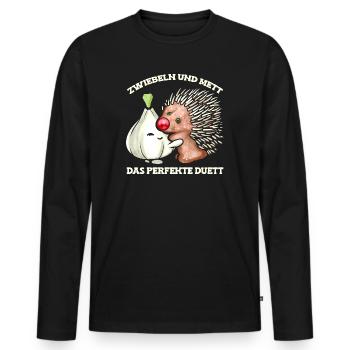 Zwiebel und Mett Liebe - Mettigel & Hack Geschenk - Männer Premium Bio Langarmshirt - Schwarz - Vorne - Nico (187cm)