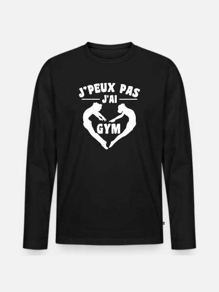 Jeg kan ikke Jeg har fitnesscenter | Gymnastik Gave | Fitnesscenter - Premium økologisk langærmet T-shirt til mænd - sort