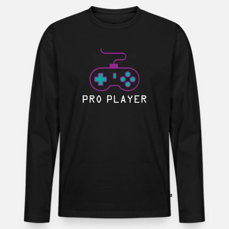 Pro Player Gamer - Männer Premium Bio Langarmshirt - Schwarz