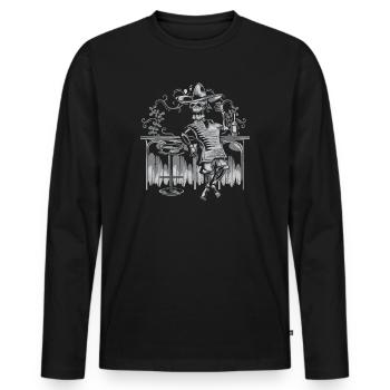 Drinking Skeleton - Halloween - Men's Premium Organic Long Sleeve Shirt - black - Front - Nico (187cm)