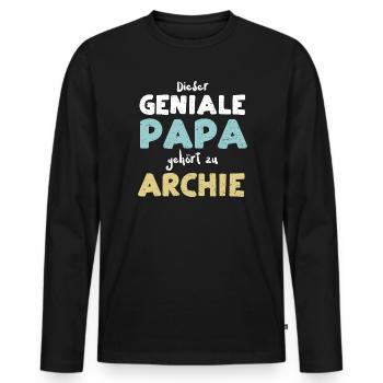 Dieser Geniale Papa Gehört Zu Ar... - Männer Premium Bio Langarmshirt - Schwarz - Vorne - Nico (187cm)