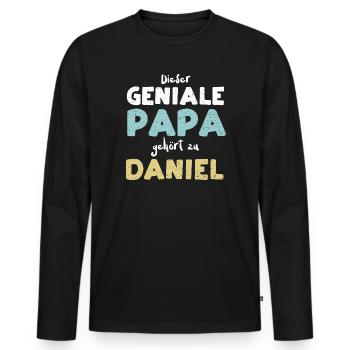 Dieser Geniale Papa Gehört Zu Da... - Männer Premium Bio Langarmshirt - Schwarz - Vorne - Nico (187cm)