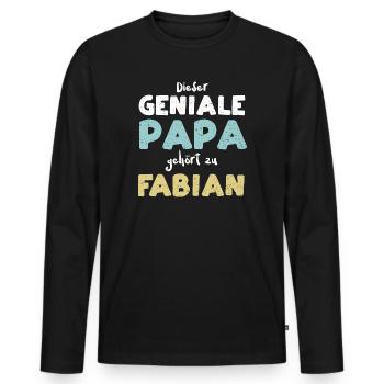 Dieser Geniale Papa Gehört Zu Fa... - Männer Premium Bio Langarmshirt - Schwarz - Vorne - Nico (187cm)