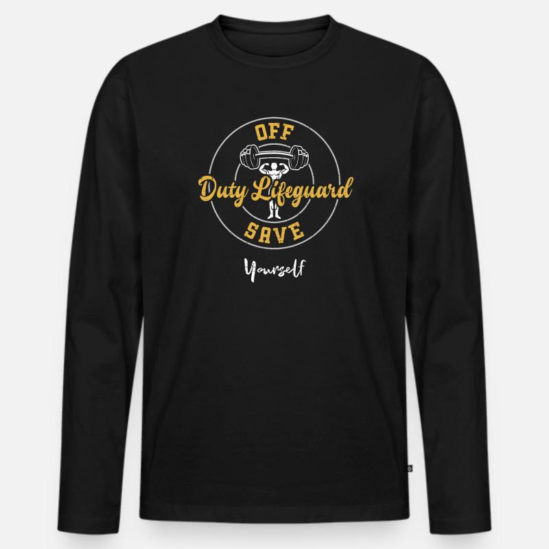 Off Duty Lifeguard Save Yourself - Männer Premium Bio Langarmshirt - Schwarz