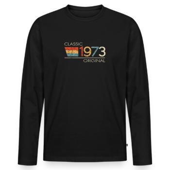 1973 Birthday Classic Original - Men's Premium Organic Long Sleeve Shirt - black - Front - Nico (187cm)