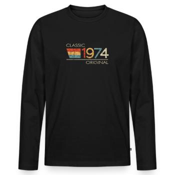 1974 Birthday Classic Original - Men's Premium Organic Long Sleeve Shirt - black - Front - Nico (187cm)