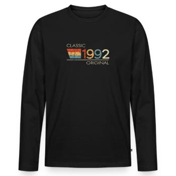 1992 Birthday Classic Original - Men's Premium Organic Long Sleeve Shirt - black - Front - Nico (187cm)