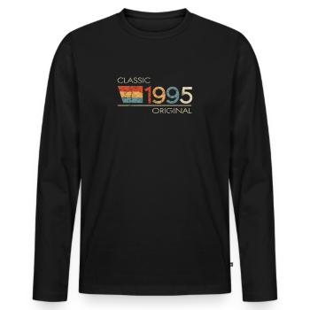 1995 Birthday Classic Original - Men's Premium Organic Long Sleeve Shirt - black - Front - Nico (187cm)