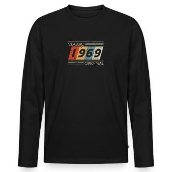 1969 Birthday Classic Original II - Men's Premium Organic Long Sleeve Shirt - black - Front - Nico (187cm)