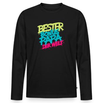 Bonus Papa - Männer Premium Bio Langarmshirt - Schwarz - Vorne - Nico (187cm)