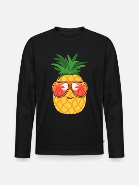 Pineapple sunglasses summer - Men's Premium Organic Long Sleeve Shirt - black