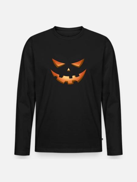 Pumpkin Face for Halloween - Men's Premium Organic Long Sleeve Shirt - black