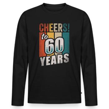 Cheers To 60 Years Vintage 60th Birthday - Men's Premium Organic Long Sleeve Shirt - black - Front - Nico (187cm)