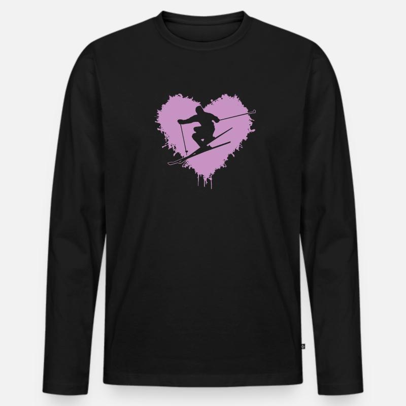 Ski Skiing - Männer Premium Bio Langarmshirt - Schwarz
