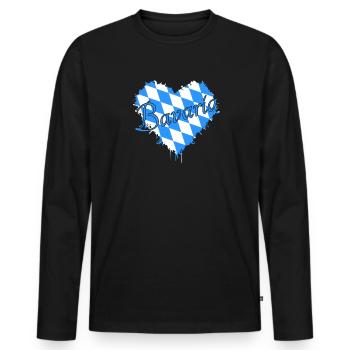 Bavaria Herz Bayern - Männer Premium Bio Langarmshirt - Schwarz - Vorne - Nico (187cm)