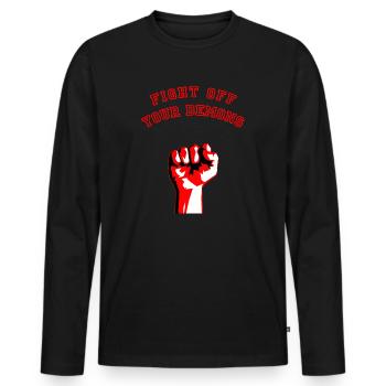 FIGHT OFF YOUR DEMONS - Fighting Fist - Men's Premium Organic Long Sleeve Shirt - black - Front - Nico (187cm)
