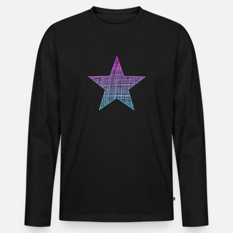 stern, star - Männer Premium Bio Langarmshirt - Schwarz