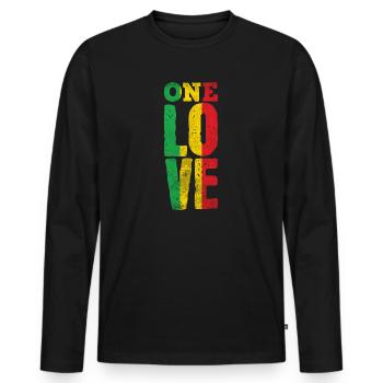 One Love Marley Dreadlocks Smoke Raggae Gift T - Men's Premium Organic Long Sleeve Shirt - black - Front - Nico (187cm)