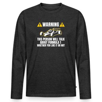 T-shirt cadeau Un cadeau de voiture de formule F - T-shirt manches longues Premium bio Homme - anthracite chiné - Devant - Nico (187cm)