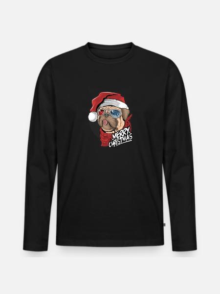 Christmas dog Pug Christmas - Men's Premium Organic Long Sleeve Shirt - black