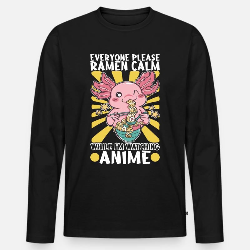 Anime Ramen Manga - Männer Premium Bio Langarmshirt - Schwarz