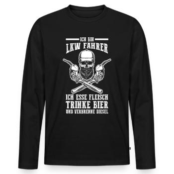 Bier LKW Fahrer Fernfahrer Lastkraftwagen Trucker - Männer Premium Bio Langarmshirt - Schwarz - Vorne - Nico (187cm)