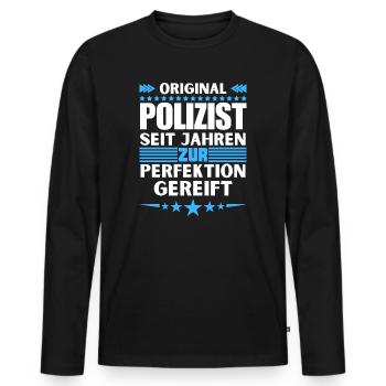 Policeman matured to perfection - Men's Premium Organic Long Sleeve Shirt - black - Front - Nico (187cm)