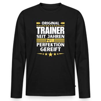 Trainers matured to perfection - Men's Premium Organic Long Sleeve Shirt - black - Front - Nico (187cm)