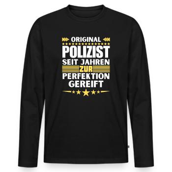 Policier mûri à la perfection - T-shirt manches longues Premium bio Homme - noir - Devant - Nico (187cm)