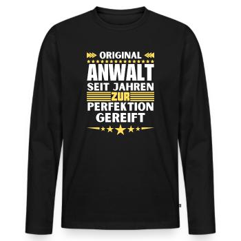 Lawyer matured to perfection - Men's Premium Organic Long Sleeve Shirt - black - Front - Nico (187cm)